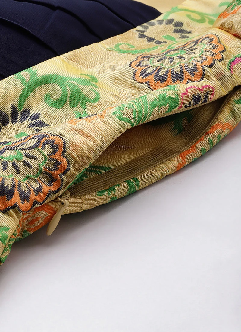 Beige Art Silk Jacquard Pleated Yoke Gown Wedding Wear 10 Beige Art Silk Jacquard Pleated Yoke Gown Wedding Wear - Image 8