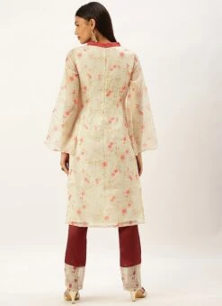 Beige Digital Printed Organza Kurta Set After Six Wear 13 Beige Digital Printed Organza Kurta Set After Six Wear -ZariGrace Shop Beige Digital Printed Organza Kurta Set KSBS02202389 b