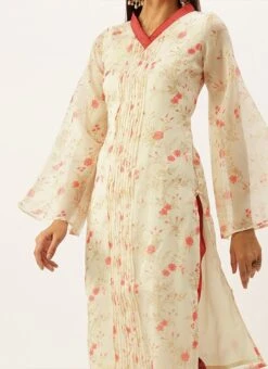 Beige Digital Printed Organza Kurta Set After Six Wear