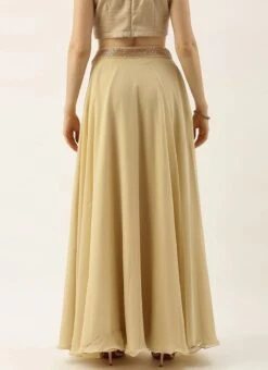 Beige Georgette High N Low Full Circular Skirt Festive Wear -ZariGrace Shop Beige Georgette High N Low Full Circular Skirt WBBS02012676 b