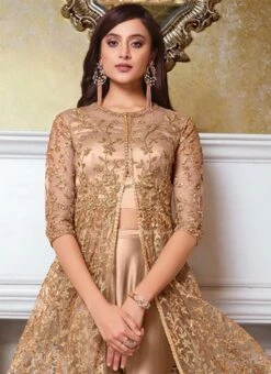 Beige Net Anarkali Suit Party Wear Party Wear -ZariGrace Shop Beige Net Anarkali Suit Party Wear SLSAJ25744626 b