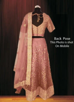 Beige Net Embroidered A Line Lehenga Wedding Wear -ZariGrace Shop Beige Net Embroidered A Line Lehenga GHMKNSBM3605RTW b