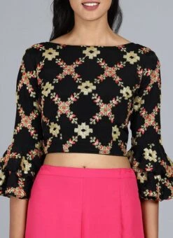 Black Chinon Embroidered Blouse Festive Wear Party Wear 14 Black Chinon Embroidered Blouse Festive Wear Party Wear -ZariGrace Shop Black Chinon Embroidered Blouse BLBS02209591 rrc1