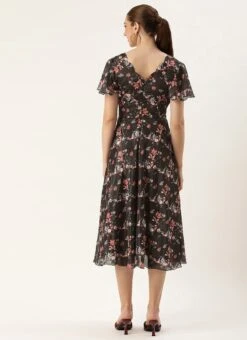 Black Chinon Side Cut Out Dress After Six Wear -ZariGrace Shop Black Chinon Side Cut Out Dress DRBS02308941 b