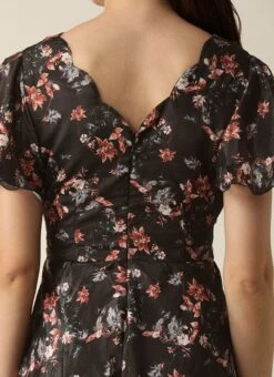 Black Chinon Side Cut Out Dress After Six Wear -ZariGrace Shop Black Chinon Side Cut Out Dress DRBS02308941 rrc2