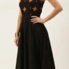 Black Embroidered Halter Neck Embellished Gown Festive Wear