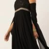 Black Embroidered Jumpsuit With Detachable Sleeve Festive Wear Party Wear