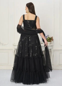 Skirt From Black Embroidered Organza Lehenga After Six Wear -ZariGrace Shop Black Embroidered Organza Lehenga GHBS02301988 b