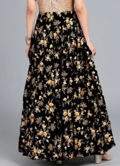 Black Embroidered Velvet Skirt -ZariGrace Shop Black Embroidered Velvet Skirt WBBS02306482 b