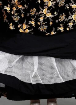 Black Embroidered Velvet Skirt -ZariGrace Shop Black Embroidered Velvet Skirt WBBS02306482 rrc3