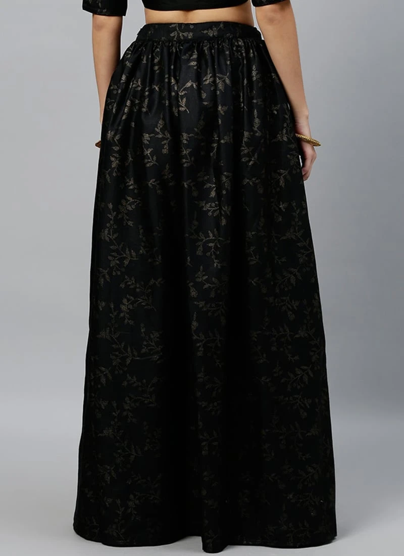 Black Foil Printed Rayon Skirt Festive Wear 6 Black Foil Printed Rayon Skirt Festive Wear - Image 4