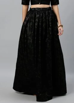 Black Foil Printed Rayon Skirt Festive Wear 12 Black Foil Printed Rayon Skirt Festive Wear -ZariGrace Shop Black Foil Printed Rayon Skirt WBBS02307586 u