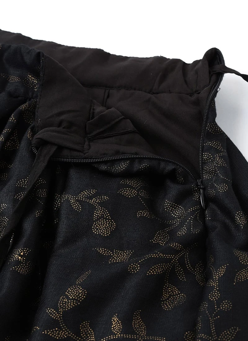 Black Foil Printed Rayon Skirt Festive Wear 7 Black Foil Printed Rayon Skirt Festive Wear - Image 5