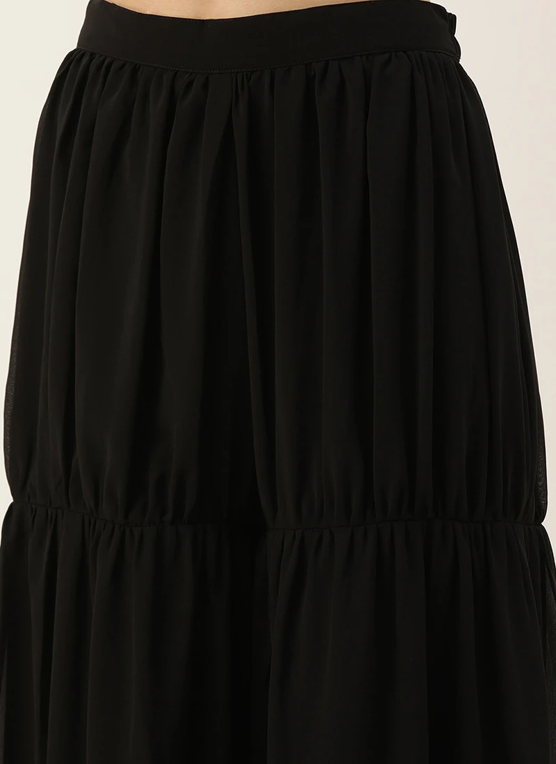 Black Foli Print Georgette Kurti Set Festive Wear 8 Black Foli Print Georgette Kurti Set Festive Wear - Image 6