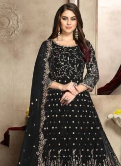 Black Georgette Anarkali Suit Wedding Wear -ZariGrace Shop Black Georgette Anarkali Suit SLSCC94008 b