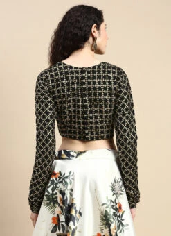 Black Georgette Embroidered Blouse Festive Wear -ZariGrace Shop Black Georgette Embroidered Blouse BLBS02303867 b