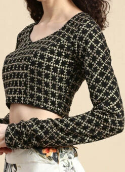 Black Georgette Embroidered Blouse Festive Wear