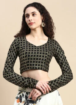 Black Georgette Embroidered Blouse Festive Wear -ZariGrace Shop Black Georgette Embroidered Blouse BLBS02303867 u