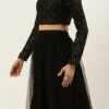 Black Georgette Embroidered Lehenga Set Festive Wear