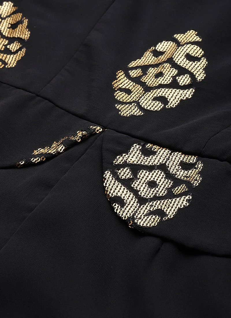 Black Georgette Sequins Jumpsuit Festive Wear 7 Black Georgette Sequins Jumpsuit Festive Wear - Image 5