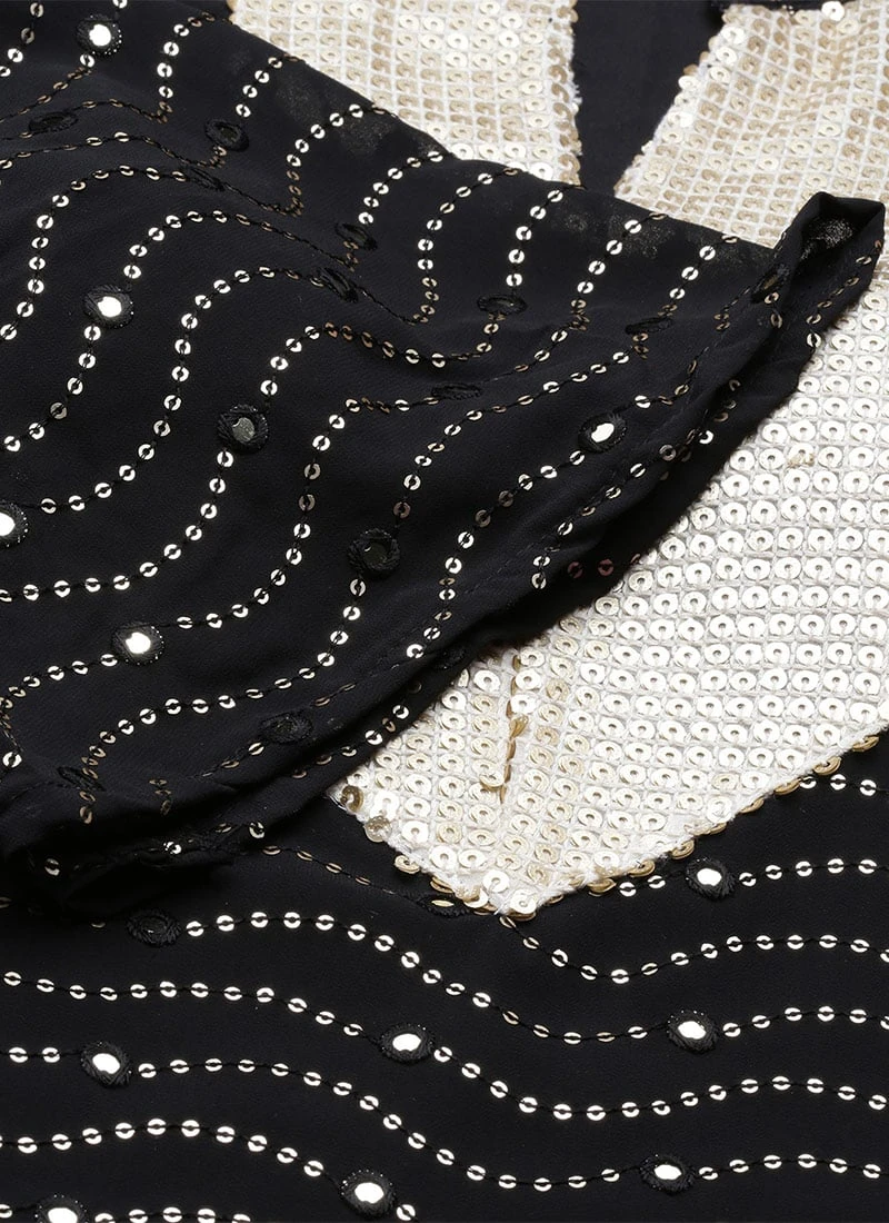 Bottom From Black Georgette Sequins Narrow Straight Pant Suit After Six Wear 9 Bottom From Black Georgette Sequins Narrow Straight Pant Suit After Six Wear - Image 7