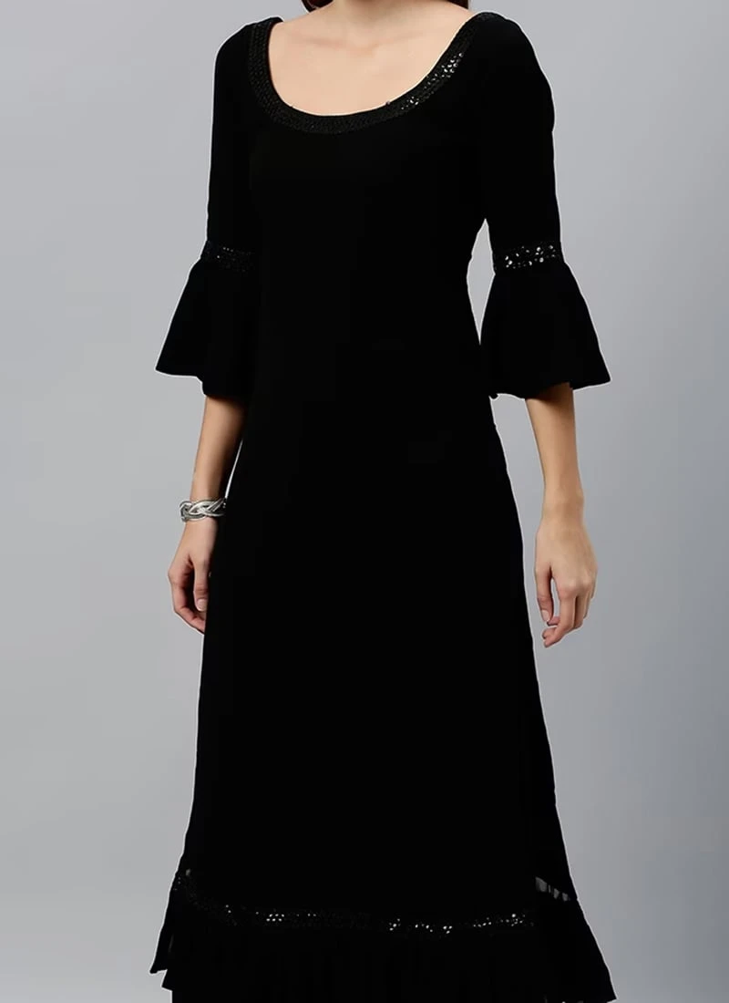 Black Georgette Top Work Wear 3 Black Georgette Top Work Wear