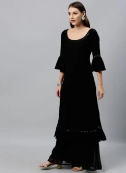 Black Georgette Top Work Wear 12 Black Georgette Top Work Wear -ZariGrace Shop Black Georgette Top KRBS02307699 u