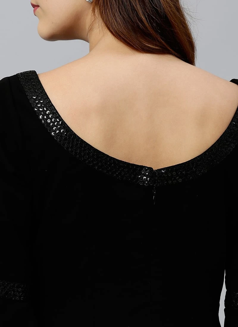 Black Georgette Top Work Wear 8 Black Georgette Top Work Wear - Image 6