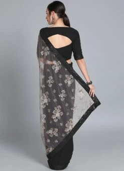 Black N Grey Embroidered Half N Half Saree Festive Wear -ZariGrace Shop Black N Grey Embroidered Half N Half Saree SABS01912866 b