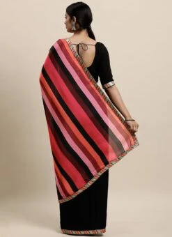 Black N Multicolored Blouse N Saree Set Party Wear -ZariGrace Shop Black N Multicolored Blouse N Saree Set SABS02104231 b