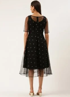 Black Net Embroidered Midi Dress Festive Wear 13 Black Net Embroidered Midi Dress Festive Wear -ZariGrace Shop Black Net Embroidered Midi Dress DRBS02206215 b