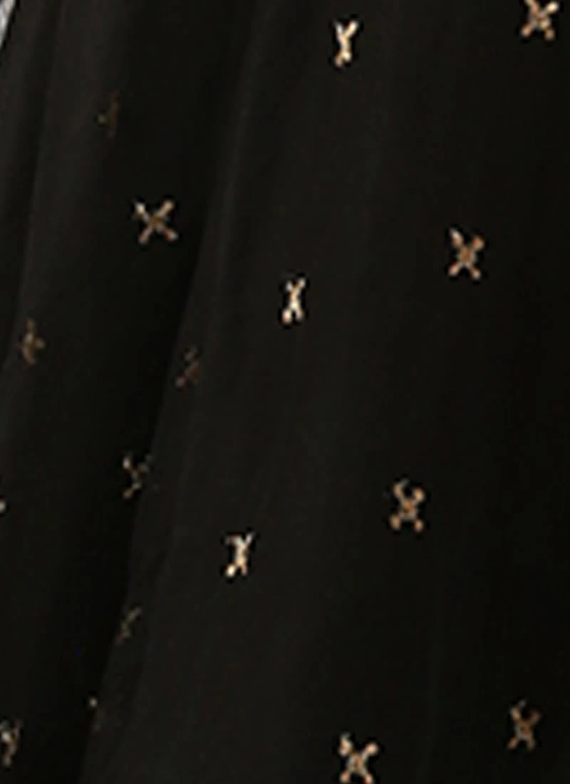 Black Net Embroidered Midi Dress Festive Wear 10 Black Net Embroidered Midi Dress Festive Wear - Image 8