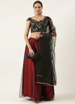Skirt From Black Net Sequins Embroidery Lehenga After Six Wear -ZariGrace Shop Black Net Sequins Embroidery Lehenga GHBS02209644 u