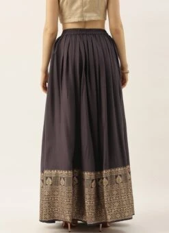 Black Printed Rayon Pleated Skirt Festive Wear 11 Black Printed Rayon Pleated Skirt Festive Wear -ZariGrace Shop Black Printed Rayon Pleated Skirt WBBS02012678 b