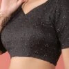 Black Raw Silk Embroidery Work Blouse Party Wear -ZariGrace Shop Black Raw Silk Embroidery Work Blouse BLSPFB139B l