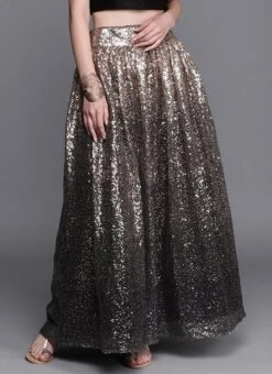 Black Sequins Embroidered Skirt Party Wear -ZariGrace Shop Black Sequins Embroidered Skirt WBBS02306473 u
