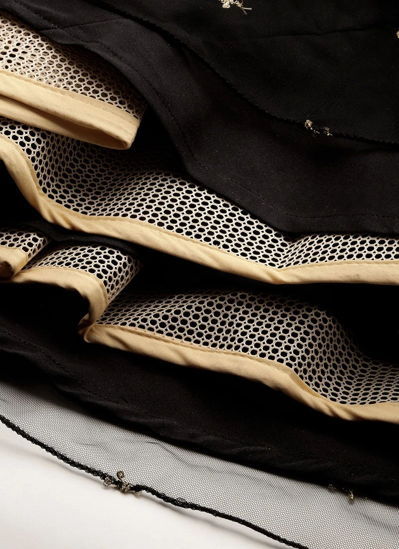 Black Viscose Embroidered Layered Gown Festive Wear 10 Black Viscose Embroidered Layered Gown Festive Wear - Image 8