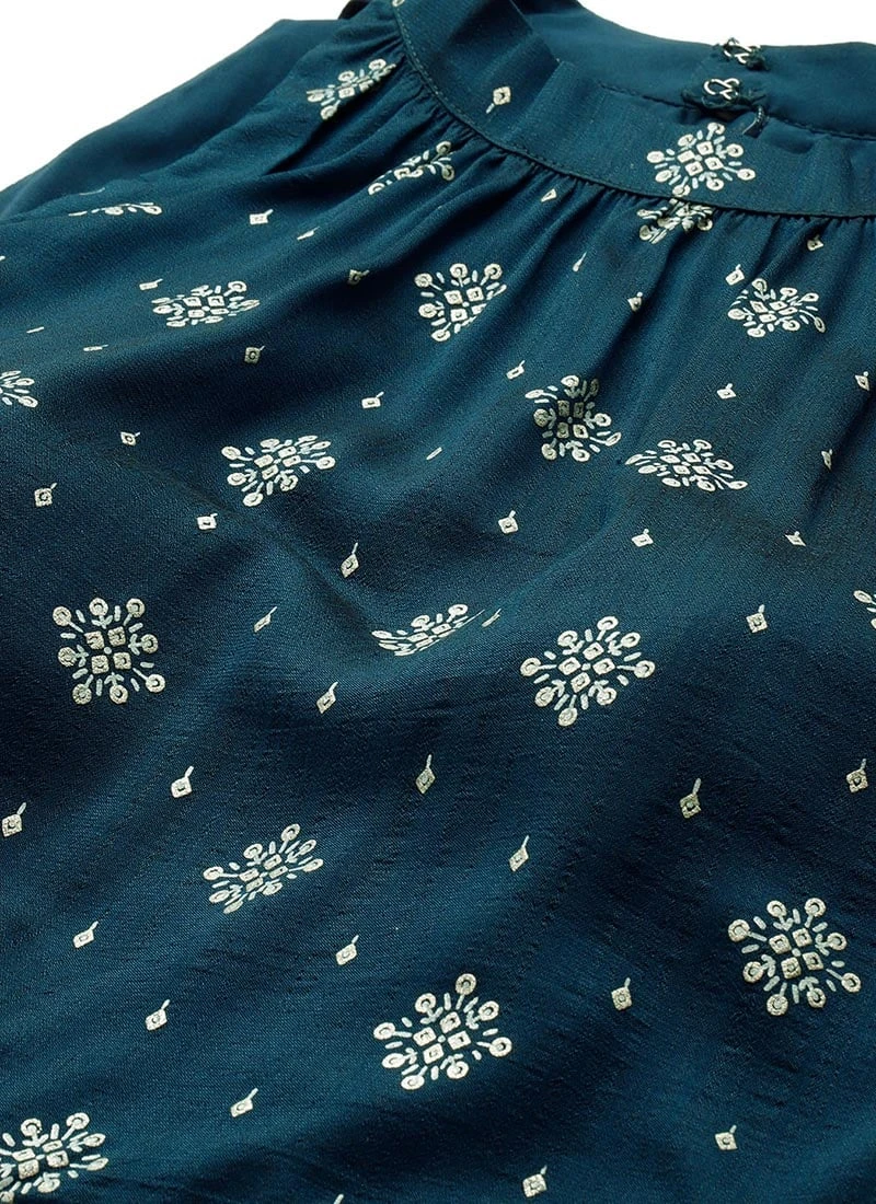 Dupatta From Blue Art Silk Halter Neck Sharara Suit After Six Wear 7 Dupatta From Blue Art Silk Halter Neck Sharara Suit After Six Wear - Image 5