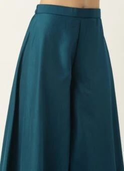 Top From Blue Art Silk Halter Neck Sharara Suit After Six Wear -ZariGrace Shop Blue Art Silk Halter Neck Sharara Suit SLBS02305247 rrc3 2