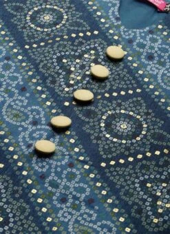 Blue Chanderi Art Silk A Line Kurta Set Festive Wear -ZariGrace Shop Blue Chanderi Art Silk A Line Kurta Set KSBS02202371 rrc1