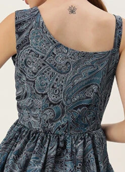 Blue Chinon Digital Printed Layered Gown Party Wear -ZariGrace Shop Blue Chinon Digital Printed Layered Gown IWBS02307660 rrc2