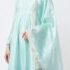 Blue Chinon Silk Embroidered Anarkali Suit Wedding Wear