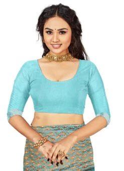 Blue Cotton Woven Saree Festive Wear -ZariGrace Shop Blue Cotton Woven Saree SASSTSKTPRI18596B b