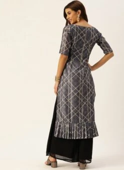 Blue Digital Print N Caviar Black Kurta Sets After Six Wear -ZariGrace Shop Blue Digital Print N Caviar Black Kurta Sets KSBS02110945 b