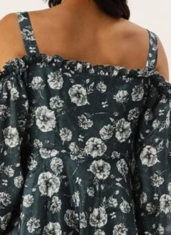 Blue Digital Printed Chinon Dress Party Wear -ZariGrace Shop Blue Digital Printed Chinon Dress DRBS02308892 rrc2