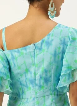 Blue Digital Printed Georgette Jumpsuit After Six Wear -ZariGrace Shop Blue Digital Printed Georgette Jumpsuit DRBS02304086 rrc2