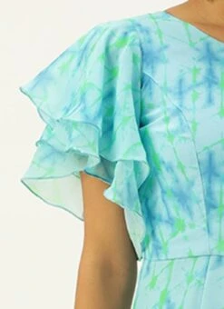 Blue Digital Printed Georgette Jumpsuit After Six Wear -ZariGrace Shop Blue Digital Printed Georgette Jumpsuit DRBS02304086 rrc3