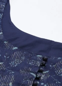 Blue Digital Printed Jacket Slit Style Dress Festive Wear -ZariGrace Shop Blue Digital Printed Jacket Slit Style Dress DRBS02110014 rrc1