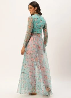 Bottom From Blue Digital Printed Kurta Set With Straight Pant After Six Wear -ZariGrace Shop Blue Digital Printed Kurta Set With Straight Pant KSBS02305245 b 2