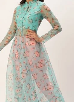 Bottom From Blue Digital Printed Kurta Set With Straight Pant After Six Wear